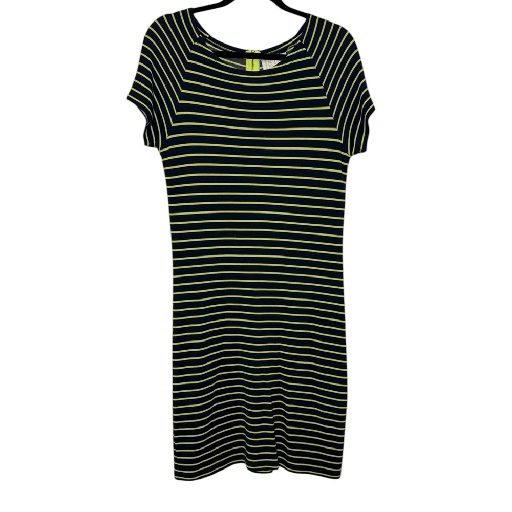 Sail‎ to Sable STS Dress Size Small Navy Yellow Striped Short Sleeve Back Zip